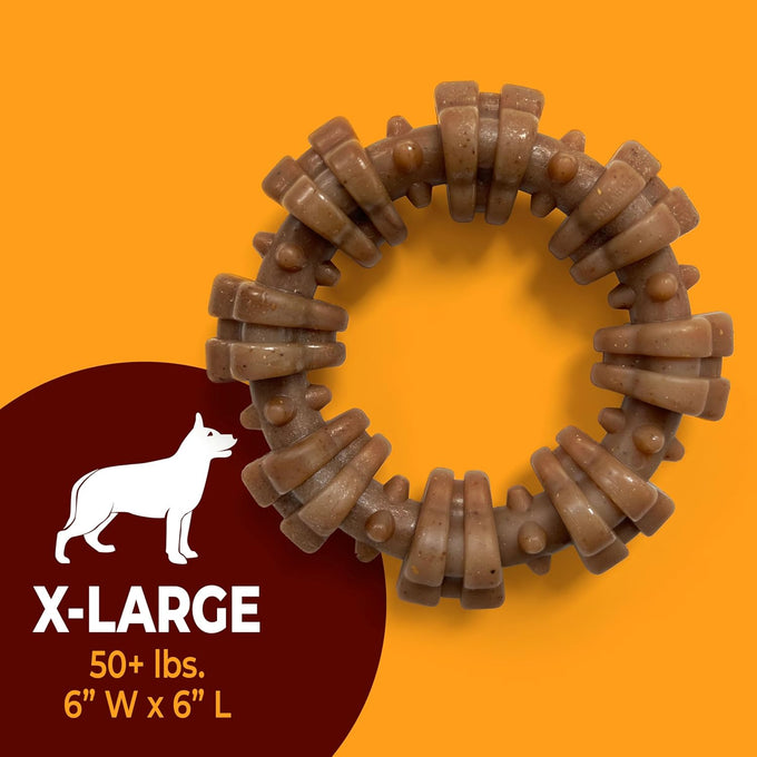 Nylabone strong chew textured ring dog toy, real beef and chicken, durable for aggressive chewers, x-large breeds over 50 lbs