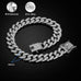 Silver 13mm Wide Metal Dog Chain Collar with Zirconia Diamond Decoration, 10 Inch, Not Adjustable