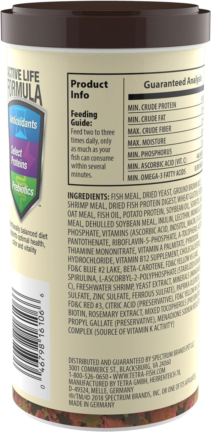 TetraMin Tropical Flake Food for Tropical Fish, 7.06 oz, Nutritionally Balanced, Pack of 1