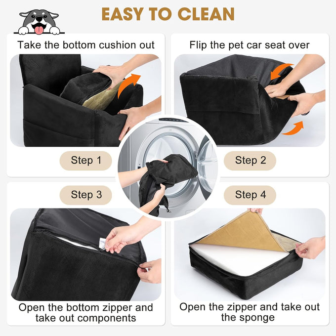 joejoy dog car seat for small medium dogs under 35lbs, black