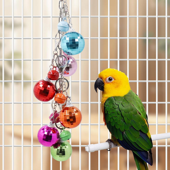 Oooct colorful parrot wind chime bird toy hanging chewing accessory for small to medium birds budgie conures parakeets cockatiels rats