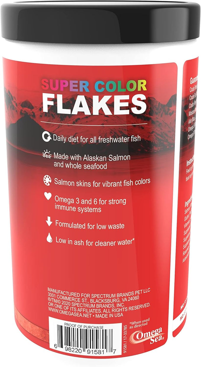 Omega One Super Color Flakes 5.3 oz fish food with natural color boosters and omega 3 & 6 HUFA's