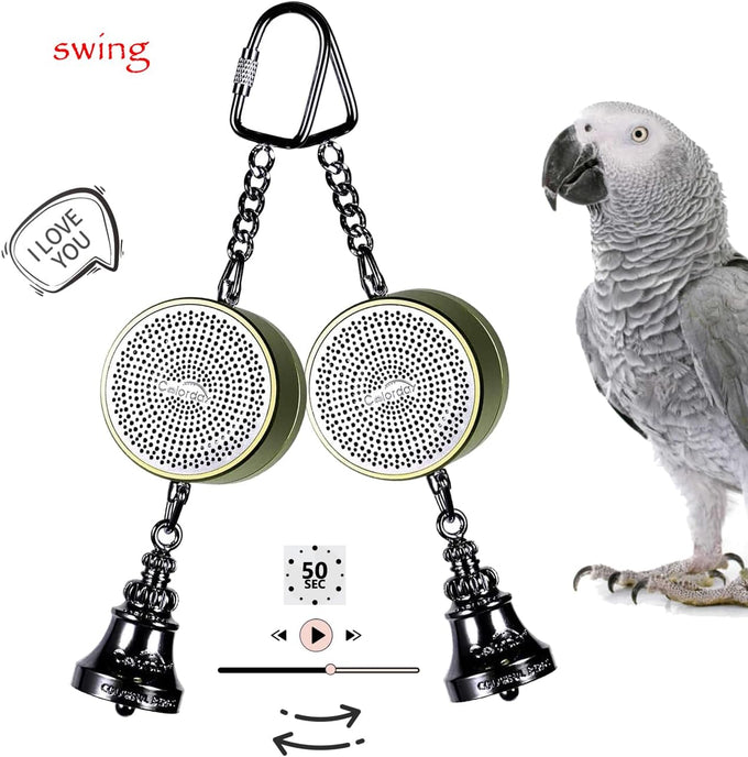 Colorday bird talking coach & interactive voice bell for parakeet parrots, easy voice recording & durable metal construction