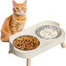 Elevated White Stainless Steel Cat Bowl Set for Indoor Cats with Whisker Fatigue Reduction and Dishwasher Safe -