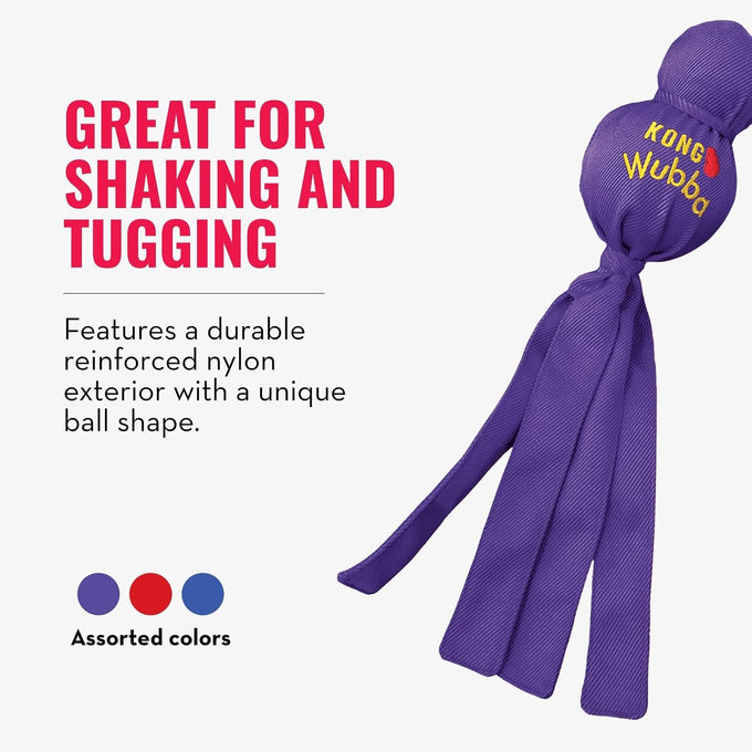 Kong Wubba Dog Toy for Tug of War & Fetch - Durable Nylon, Squeaker, for XL Dogs, Random Color