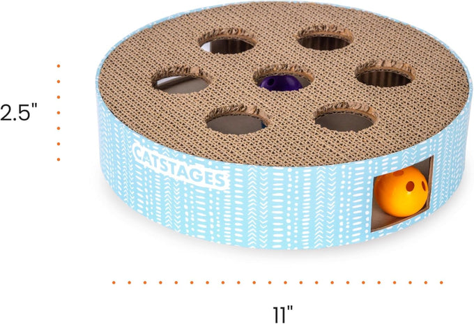 Catstages Scratch N' Hunt Interactive Cat Puzzle Toy for Indoor Cats with Claw Trimming Scratcher and 3 Hunting Balls