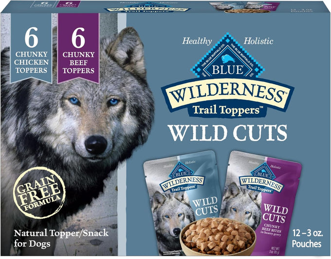 Blue Buffalo Wilderness Trail Toppers Wet Dog Food Variety Pack, Chicken & Beef