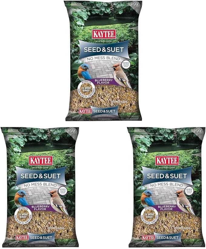 Kaytee blueberry flavored no mess bird seed blend, 10 pounds for tube, hopper, or platform feeders