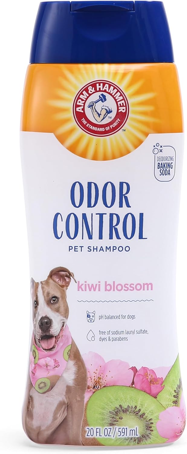 Arm & Hammer Deodorizing Dog Shampoo with Baking Soda, Tearless Moisturizing Formula, Fresh Kiwi Blossom Scent, 20 Fl Oz