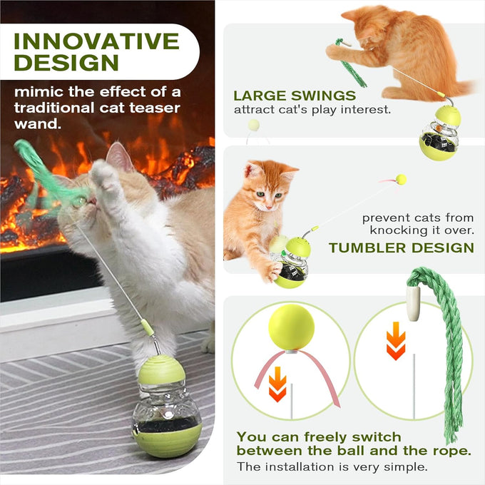 TLKNG Cat Toy Indoor Wobble Treat Dispenser Ball Puzzle Feeder Enrichment Toys & Mental Stimulation