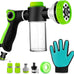 Upgraded 8-in-1 Zinc Alloy Dog Wash Hose Nozzle with 100cc Soap Dispenser and Pet Grooming Glove