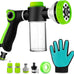 Upgraded 8-in-1 Zinc Alloy Dog Wash Hose Nozzle with 100cc Soap Dispenser and Pet Grooming Glove