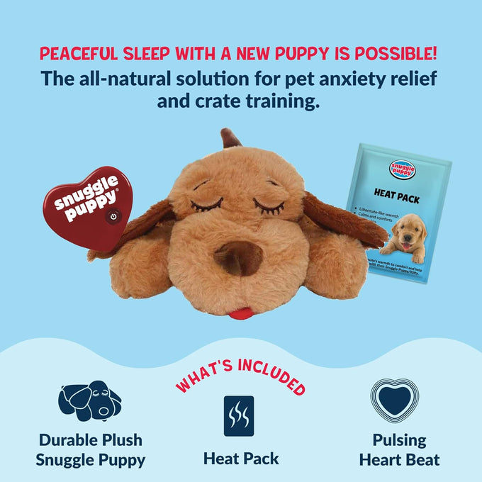 Snuggle Puppy original heartbeat toy biscuit with real-feel pulse & heat pack for puppy anxiety & crate training