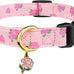 Cotton Handmade Dog Collar - White and Pink Love Heart Pattern - Adjustable - Safe for Girl and Boy Dogs