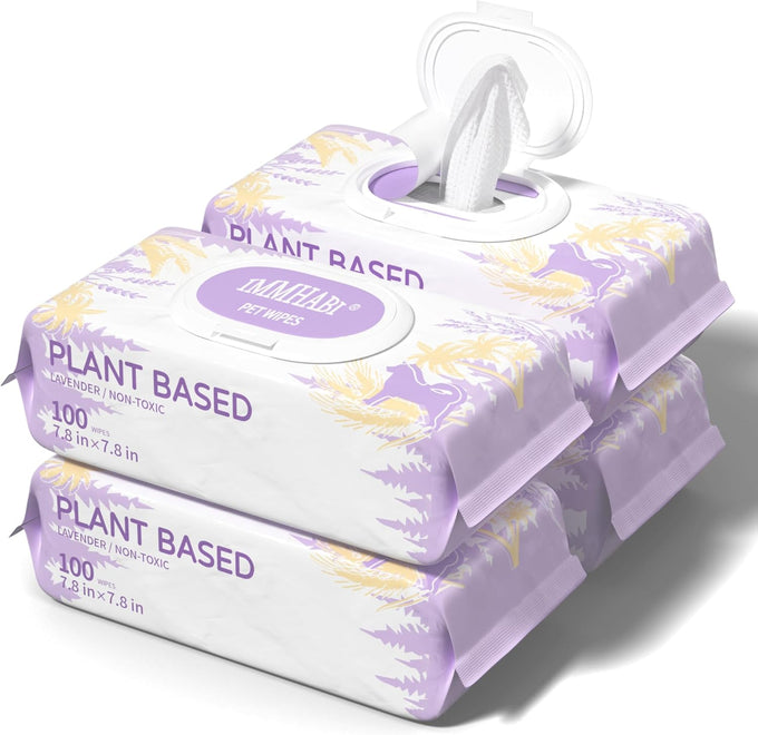 IMMHABI 400 PCS Hypoallergenic Lavender Pet Wipes for Dogs