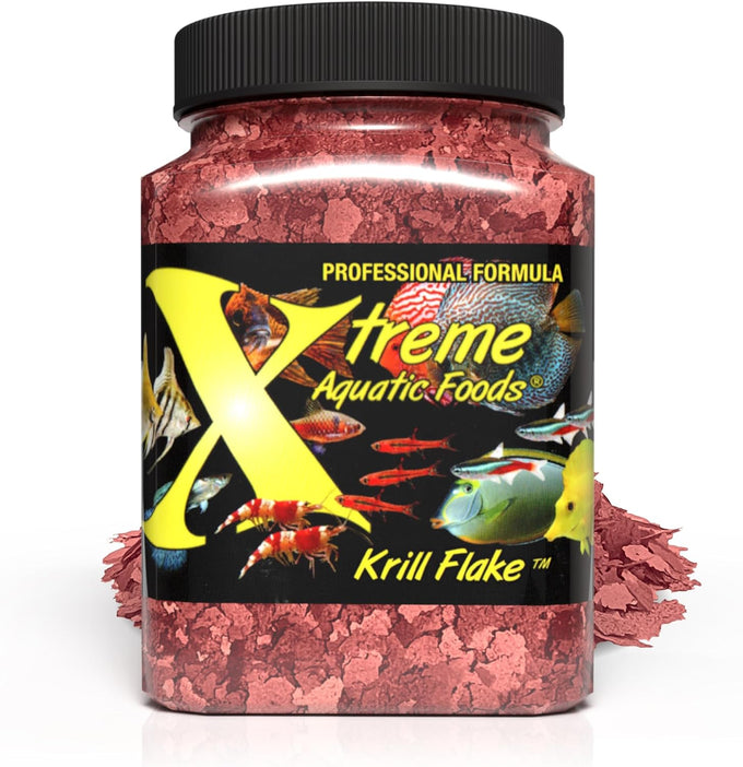Xtreme Krill Flakes 3.5oz premium max protein freshwater fish food USA farm grown krill shrimp vitamins