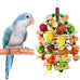 Natural Parrot Chew Toy for Conures, Quaker Parrots, with Seagrass, Corn Cob, and Wooden Beads