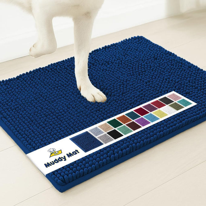 Muddy Mat grey microfiber chenille door mat indoor entryway rug non-slip machine washable pet rug 30x19