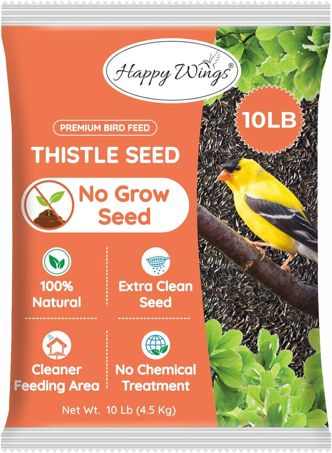 Happy Wings Nyjer/Thistle seeds 10 pounds no grow bird seed for wild finches and songbirds