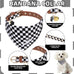 PupTecK 3-Pack Adjustable Soft Leather Dog Collar and Leash Set with Bow Tie and Bells, Black & White Checkered, Small Dogs and Cats Accessories