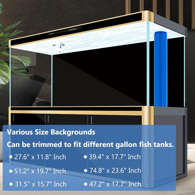 xcno black fish tank static cling background, 47 x 18 in, waterproof, tear resistant