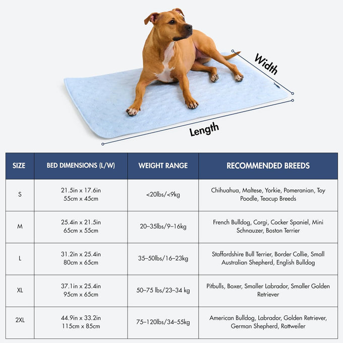 Spark Paws Waffle Blue XXL Self Cooling Dog Mat for Large Medium Small Dogs Non-Toxic Non-Gel Washable Cooling Bed