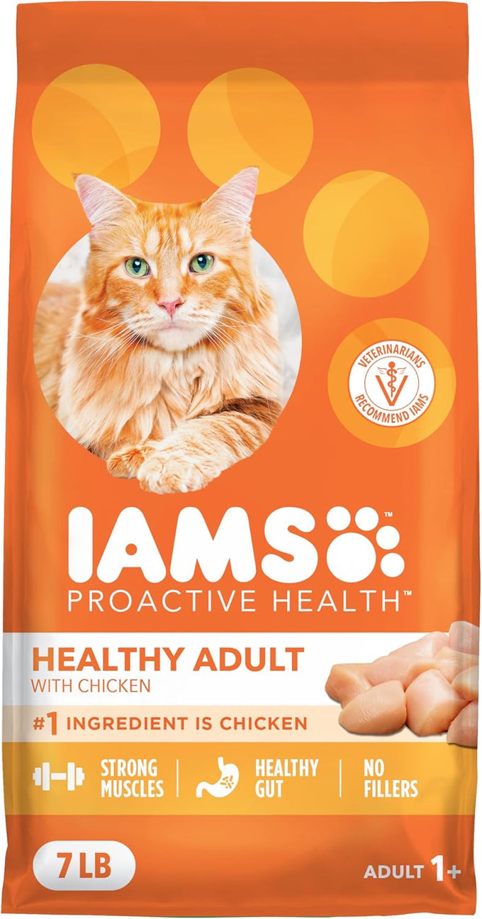 iams proactive health dry cat food with chicken, 22lb bag, whole-body health for adults