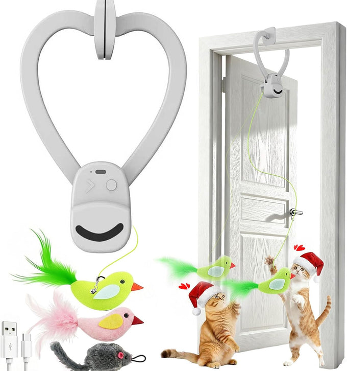 Whisker Wonders Automatic Flying Bird Feather Wand for Indoor Cats, USB Rechargeable, Durable, and Safe