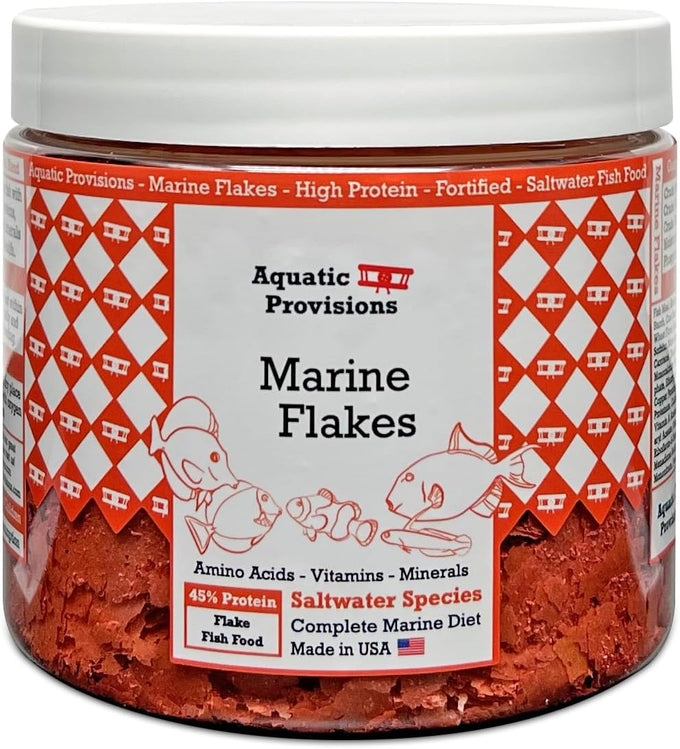 Aquatic Provisions marine flakes fish food, high protein formula for saltwater aquarium species, 1.77 oz