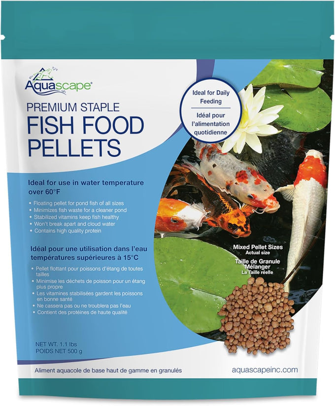 Aquascape premium staple pond and koi fish food for all sizes, 2.2-pound mixed pellet bag