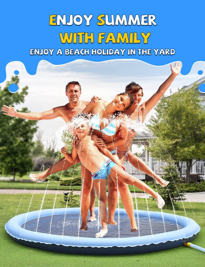Vistop 67" Non-Slip Splash Pad for Kids and Dogs with Thickened Sprinkler Pool and Fun Fountain Play Mat