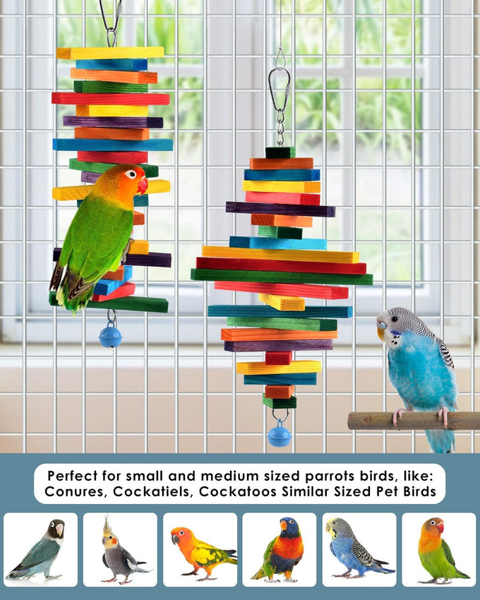 Bissap multicolored bird chewing sticks for small medium conure parakeet cockatiels lovebird pet birds