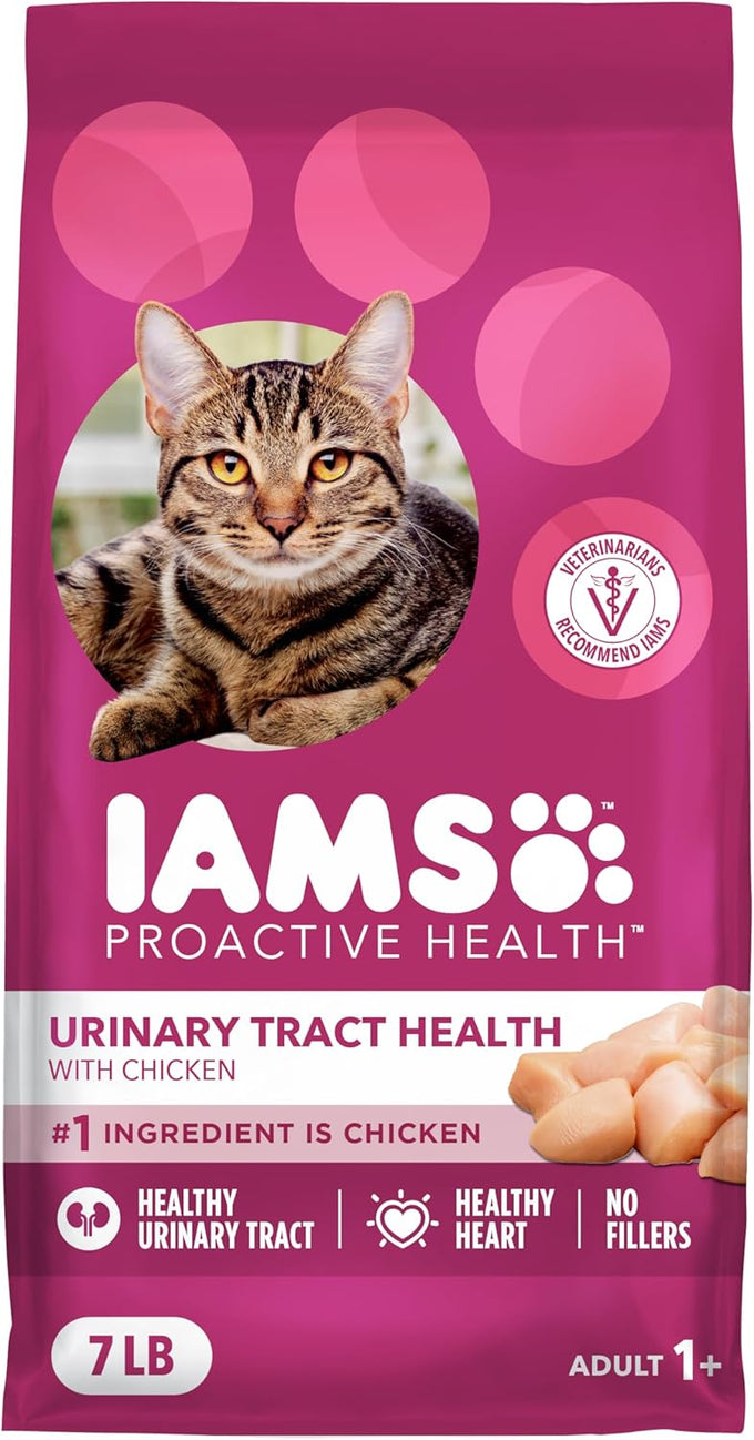 iams proactive health dry cat food for adult cats with urinary tract health support, chicken recipe, 7 lb bag
