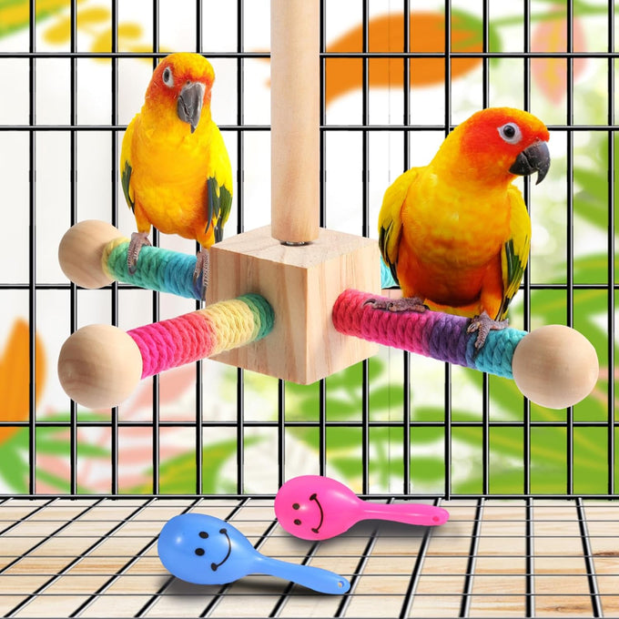 kyouki bird perch toy parakeets toy colorful sisal rope spinning stand medium size