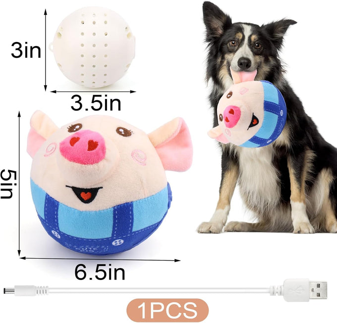 Baborui Rechargeable Interactive Dog Toy in Blue, Jumping Squeaky Toy with Recording and Music Modes for Small to Large Dogs
