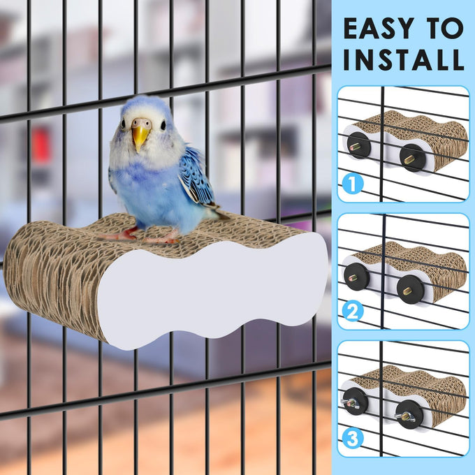 Katumo 4.9x3.1x1.6 inch corrugated paper parrot perch stand with two built-in wing nuts & bolts