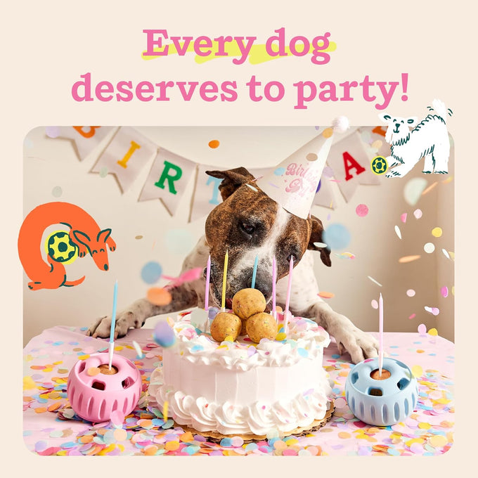 Buddy Blue Party Pupsicle Long-Lasting Interactive Dog Toys for Large Dogs Birthday Gifts Low-Mess Design