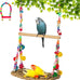 Natural Bird Swing Toys with Wood Perch for Parakeets, Budgies, Conures, Cockatiels, Lovebirds