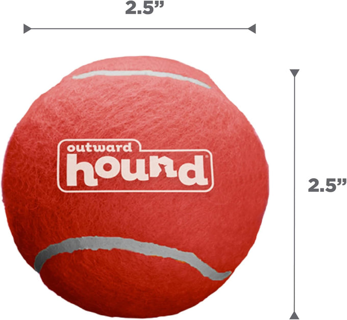 Outward Hound Squeaker Ballz, medium tennis balls, 2.5", 4-pack for dogs under 50 lbs, interactive dog toys