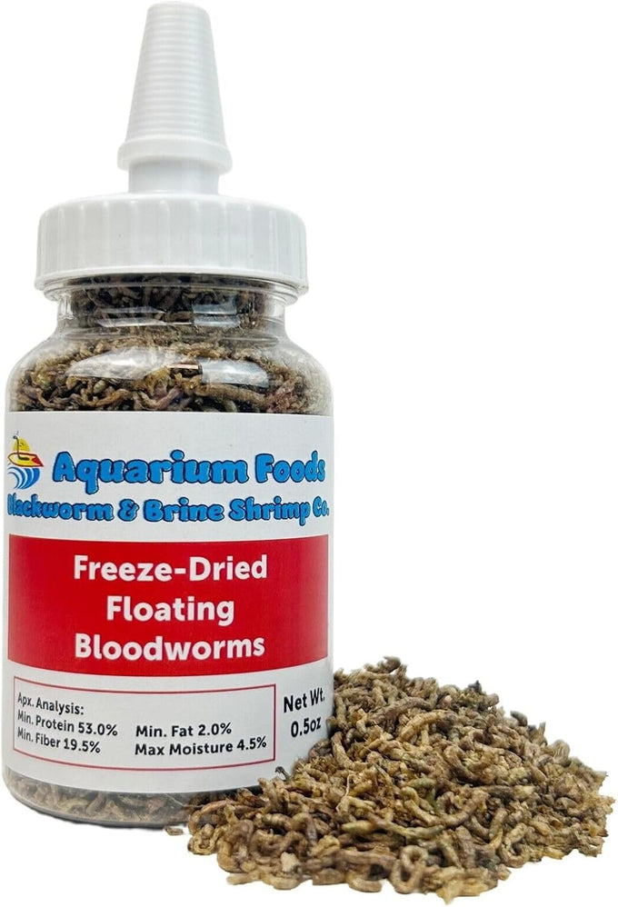 Grade A Freeze-Dried Bloodworms for Freshwater Fish, Marine Corals, and Baby Pond Fish in a 0.5oz Squeeze Bottle