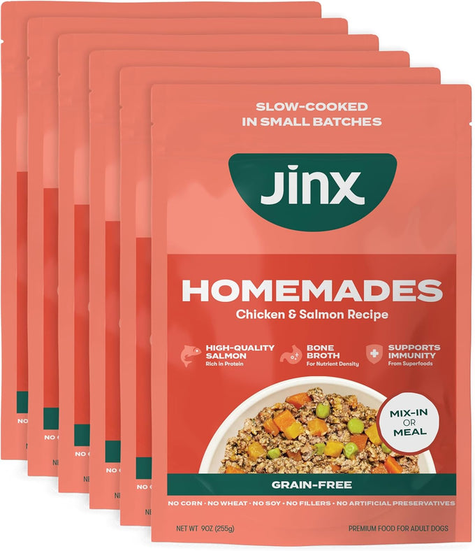 Jinx Salmon Grain Free Wet Dog Food Toppers, 9oz, 6 Pack
