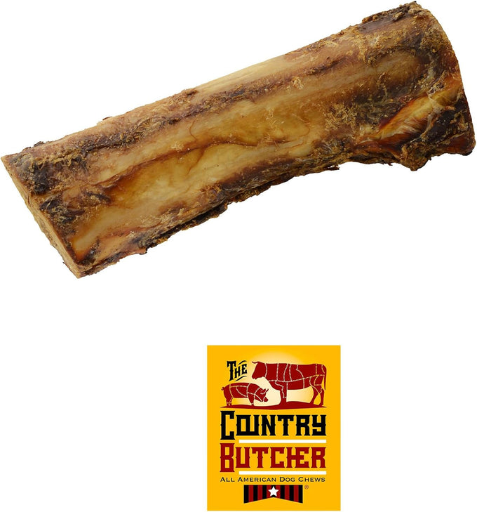 Country Butcher 7" natural beef marrow dog bones for aggressive chewers, large breed dogs, USA-made, 3-count