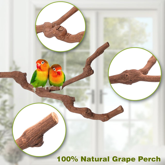 3PCS bird perch grape stick natural 100% safe non-toxic wild grapevine budgies cockatiels lovebirds