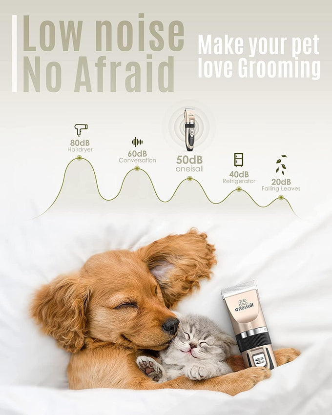 oneisall gold dog clipper kit rechargeable low noise pet shaver for dogs cats pets