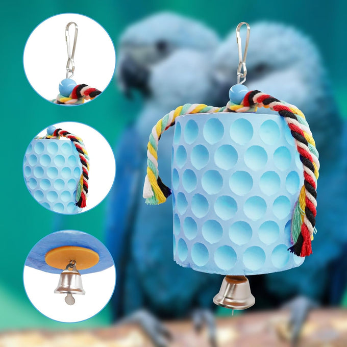 African Grey, Amazon Parrot, and Cockatiel beak grinder toy with bells for cage