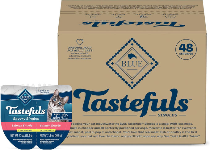 Blue Buffalo Tastefuls Spoonless Singles 2.6-oz Twin-Pack Trays Beef Entrée 24 Count