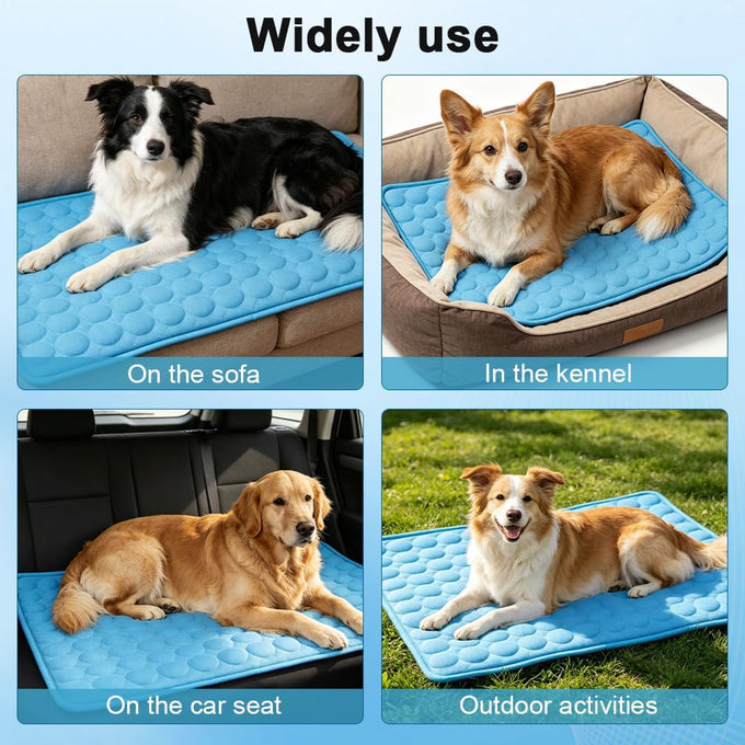 Upgraded Arc-Chill cooling dog bed mat, washable pet cooling pad for dogs & cats, 28x22 in, blue