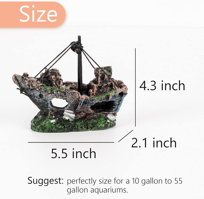 raeasily 10x10 shipwreck aquarium decoration resin sunken ship
