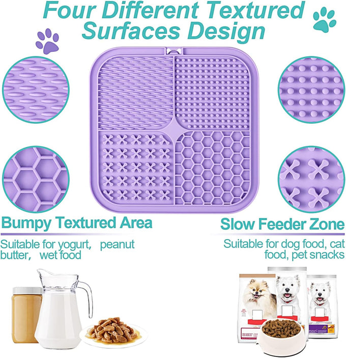 LUKITO 2-pack lick mats for dogs & cats with suction cups and textured surfaces, perfect for anxiety relief and slow feeding