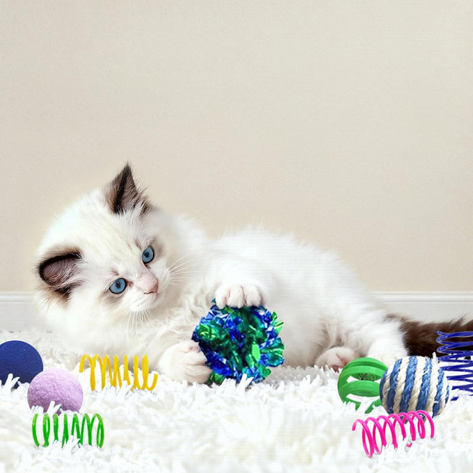 Cat Toys Set for Indoor Cats, 35-Pack Interactive Toy Set with Colorful Springs and Mouse
